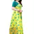 Yellow Saree With Blue Floral Print Art Silk Saree With Blouse