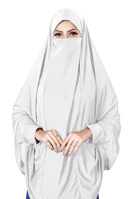 Justkartit Stitched Jersey Stretchable Islamic Chaderi Hijab With Veil And Sleeves 2