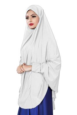 Justkartit Stitched Jersey Stretchable Islamic Chaderi Hijab With Veil And Sleeves 3