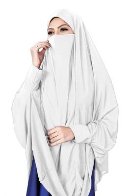 Justkartit Stitched Jersey Stretchable Islamic Chaderi Hijab With Veil And Sleeves 4