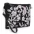 Anekaant Verdant Black & Grey Floral Embroidered Polysuede & Leatherette Sling Bag