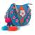 Anekaant Verdant True Blue & Multi Floral Embroidered Cotton Canvas & Leatherette Sling Bag