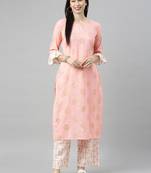 Light-pink printed cotton cotton-kurtis