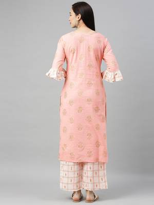 Light-pink printed cotton cotton-kurtis 2