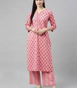 Pink Printed Cotton Cotton-Kurtis