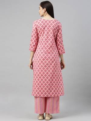 Pink Printed Cotton Cotton-Kurtis 2
