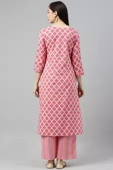 Pink Printed Cotton Cotton-Kurtis