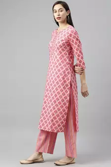 Pink Printed Cotton Cotton-Kurtis