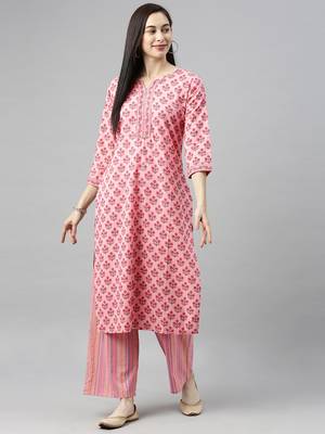 Pink Printed Cotton Cotton-Kurtis 4
