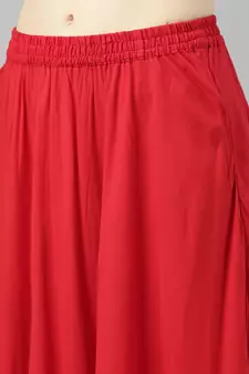 Red Printed Rayon Ethnic-Kurtis