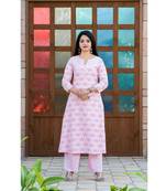 Baby-pink screen print rayon salwar