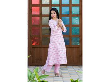 Baby-pink screen print rayon salwar 4