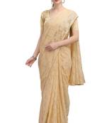 Beige woven silk saree with blouse