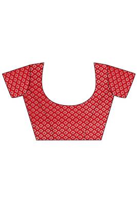 Red woven silk saree with blouse 2