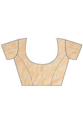 Beige woven silk saree with blouse 3