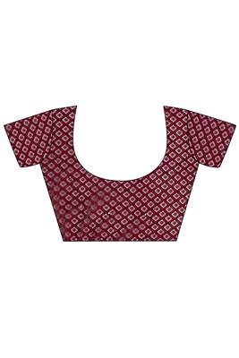 Maroon woven silk saree with blouse 3
