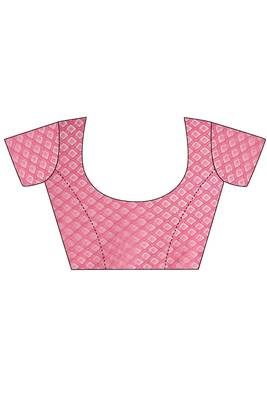 Pink woven silk saree with blouse 3