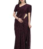 Wine woven silk saree with blouse