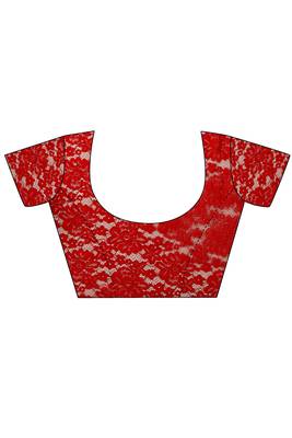 Red woven silk saree with blouse 3