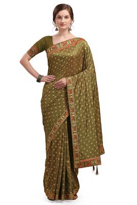 Mustard woven silk saree with blouse 1