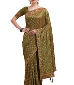 Mustard woven silk saree with blouse
