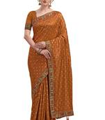 Brown woven silk saree with blouse
