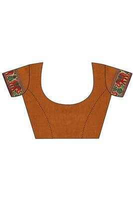 Brown woven silk saree with blouse 2