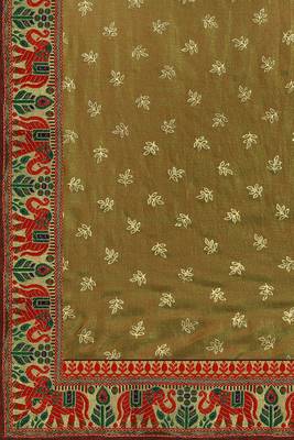 Mustard woven silk saree with blouse 2