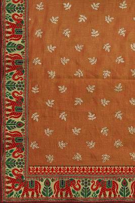 Brown woven silk saree with blouse 3