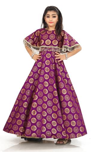 Kids Bit Cotton Silk Gown For Girls