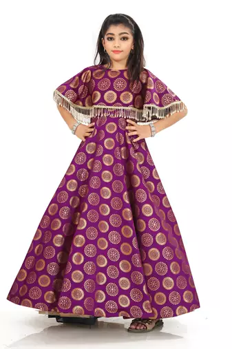 Kids Bit Cotton Silk Gown For Girls