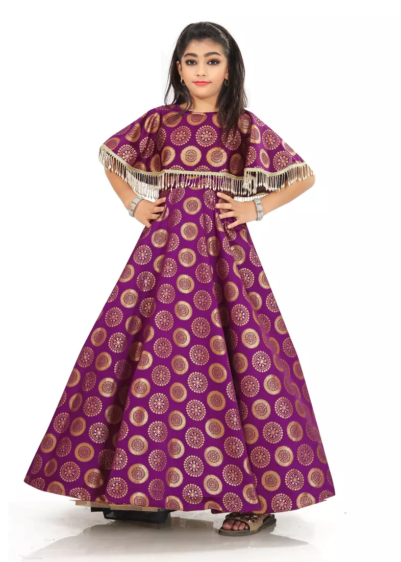 Kids Bit Cotton Silk Gown For Girls