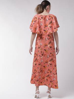 Peach printed crepe maxi-dresses 2