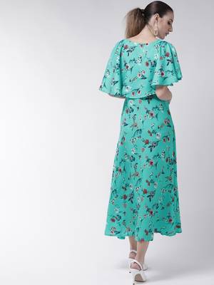 Turquoise printed crepe maxi-dresses 2
