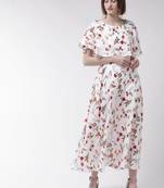 White printed crepe maxi-dresses