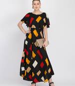 Multicolor printed crepe maxi-dresses