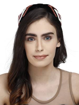 Anekaant Black & Multi Embellished Velvet  Hair Band 4