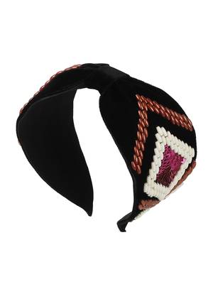 Anekaant Black & Multi Embellished Velvet  Hair Band 5