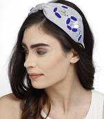 Anekaant Grey & Multi Floral Velvet  Hair Band