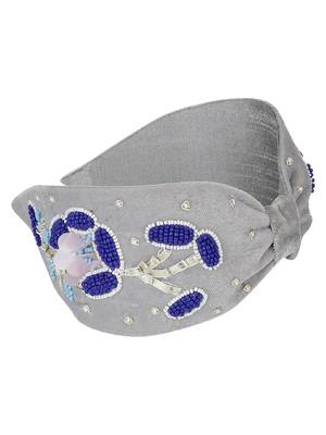 Anekaant Grey & Multi Floral Velvet  Hair Band 2