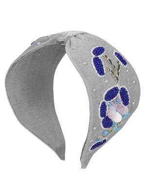 Anekaant Grey & Multi Floral Velvet  Hair Band 5