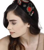 Anekaant Black, Red & Gold Quirky Velvet Gold Hair Band