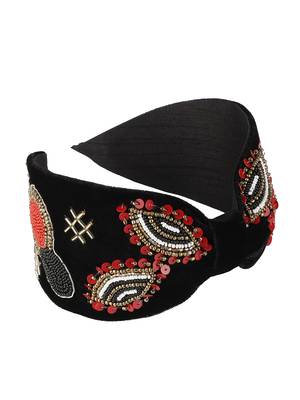 Anekaant Black, Red & Gold Quirky Velvet Gold Hair Band 2