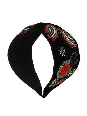 Anekaant Black, Red & Gold Quirky Velvet Gold Hair Band 5