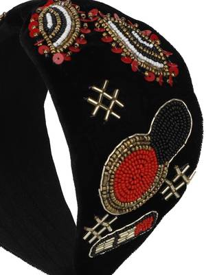 Anekaant Black, Red & Gold Quirky Velvet Gold Hair Band 6