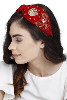 Anekaant Red & Multi Quirky Velvet  Hair Band