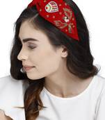Anekaant Red & Multi Quirky Velvet  Hair Band
