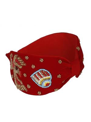 Anekaant Red & Multi Quirky Velvet  Hair Band 2