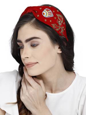 Anekaant Red & Multi Quirky Velvet  Hair Band 3