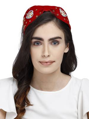 Anekaant Red & Multi Quirky Velvet  Hair Band 4